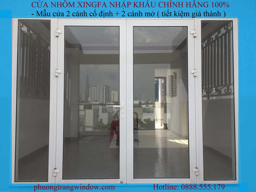 Mẫu cửa nhôm xingfa 2 cánh mở và 2 cánh cố định Mẫu cửa nhôm xingfa 2 cánh mở và 2 cánh cố định
