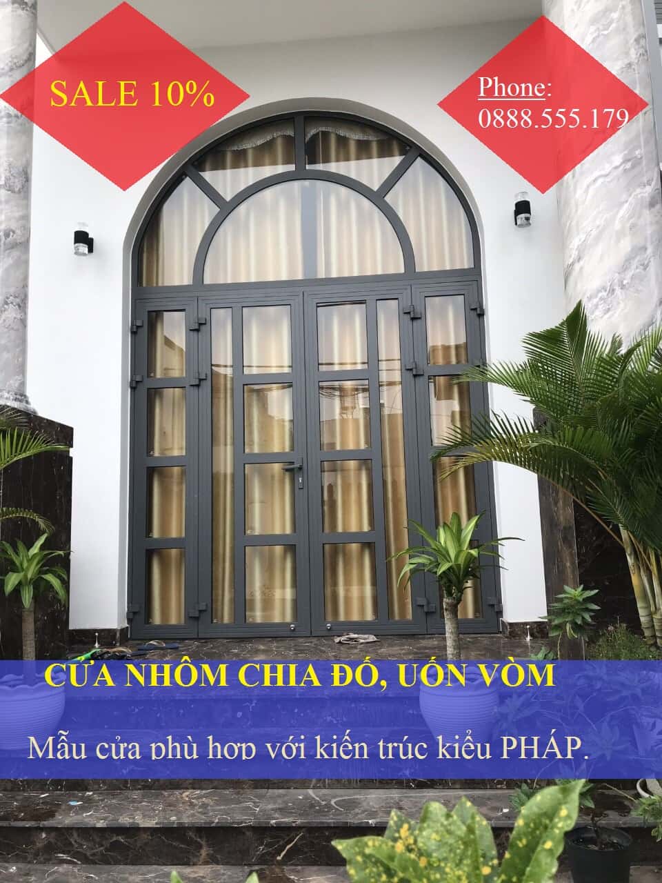 Mẫu cửa nhôm xingfa hệ 55 uốn vòm Mẫu cửa nhôm xingfa hệ 55 uốn vòm
