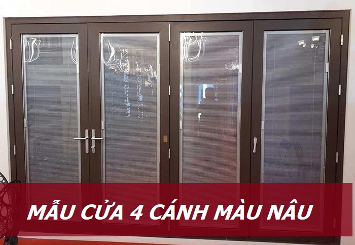 Mẫu cửa nhôm xingfa 4 cánh màu nâu sần Mẫu cửa nhôm xingfa 4 cánh màu nâu sần