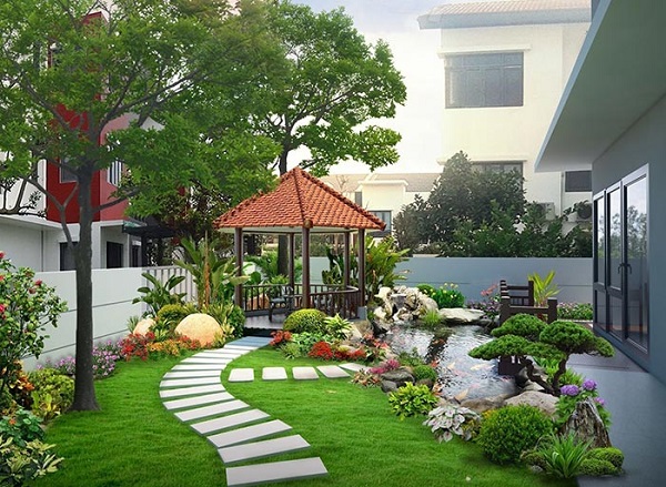Thiết kế sân vườn đẹp đơn giản biệt thự, villa sân vườn 4