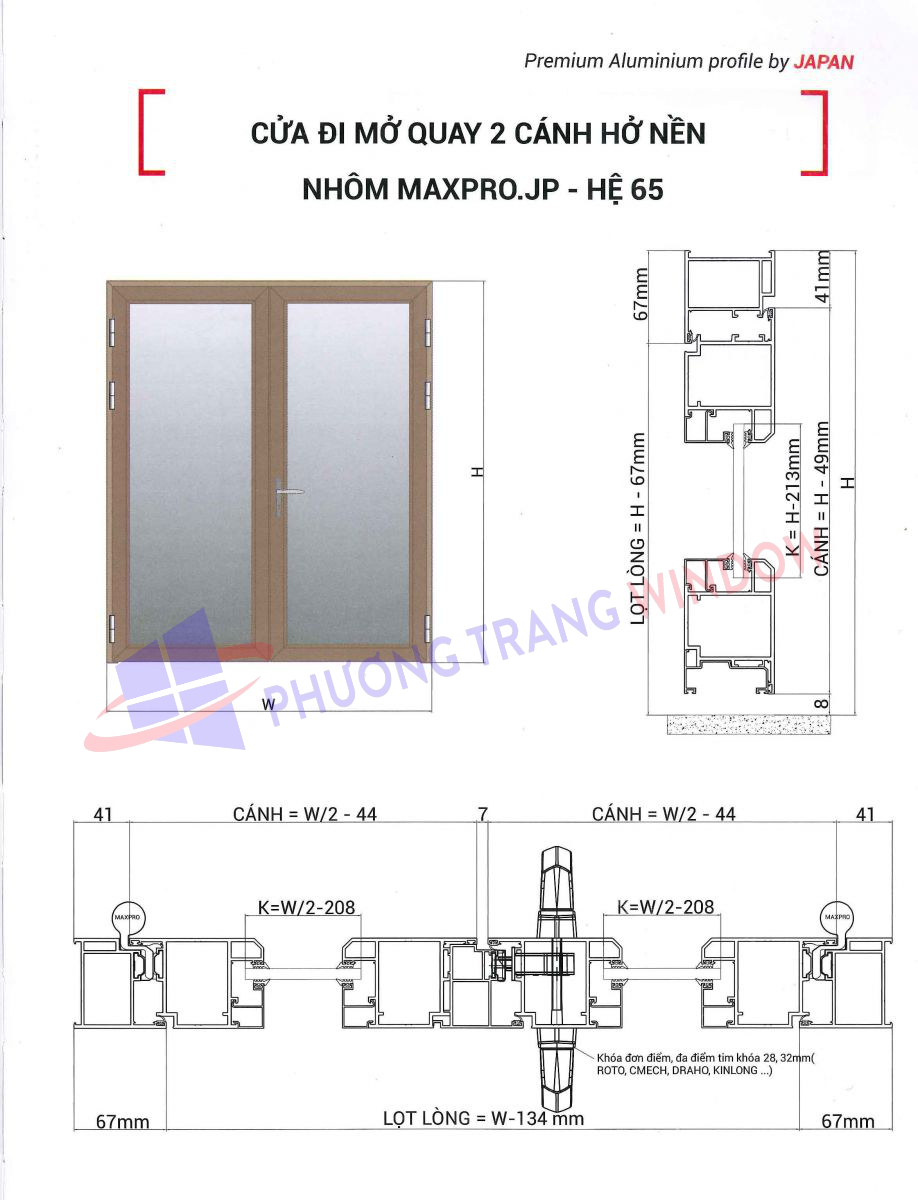 Mặt cắt nhôm Maxpro hệ 65 Plus - Lựa Chọn Hàng Đầu